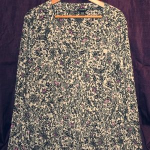 Torrid Black/Pink/White Floral Blouse- Long Sleeve